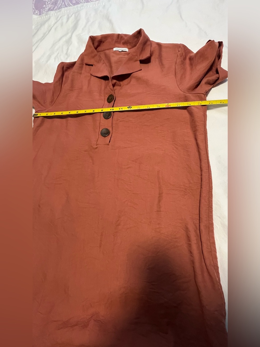 Crescent Women’s Terracotta Short Sleeves Pullover Tunic Mini Dress Size M - Picture 9 of 12
